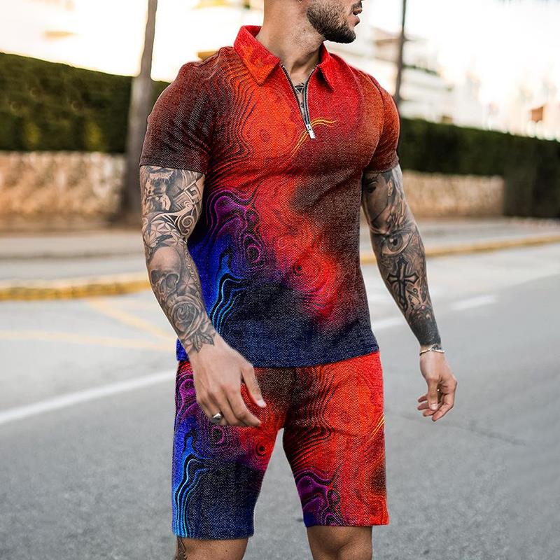 Summer Clothing For A Beach - Letni Zestaw: Koszulka Polo z Zamkiem