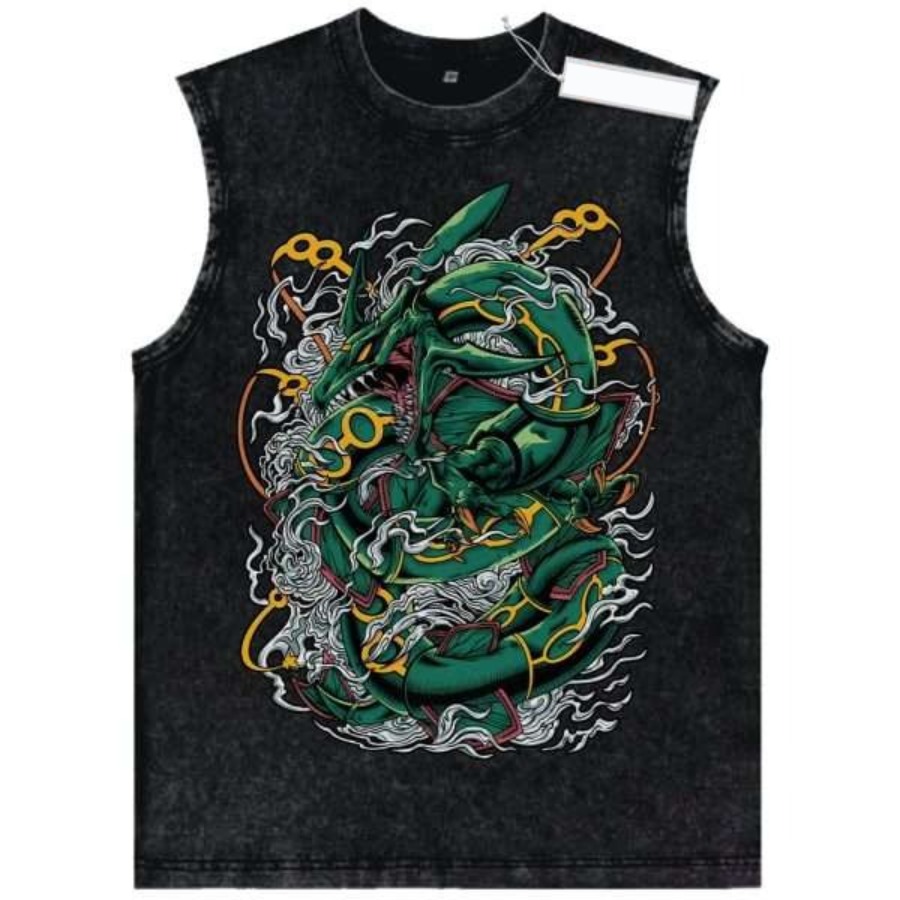 Vintage Summer Clothing Men - Koszulka bez rękawów z postaciami Pokemonów