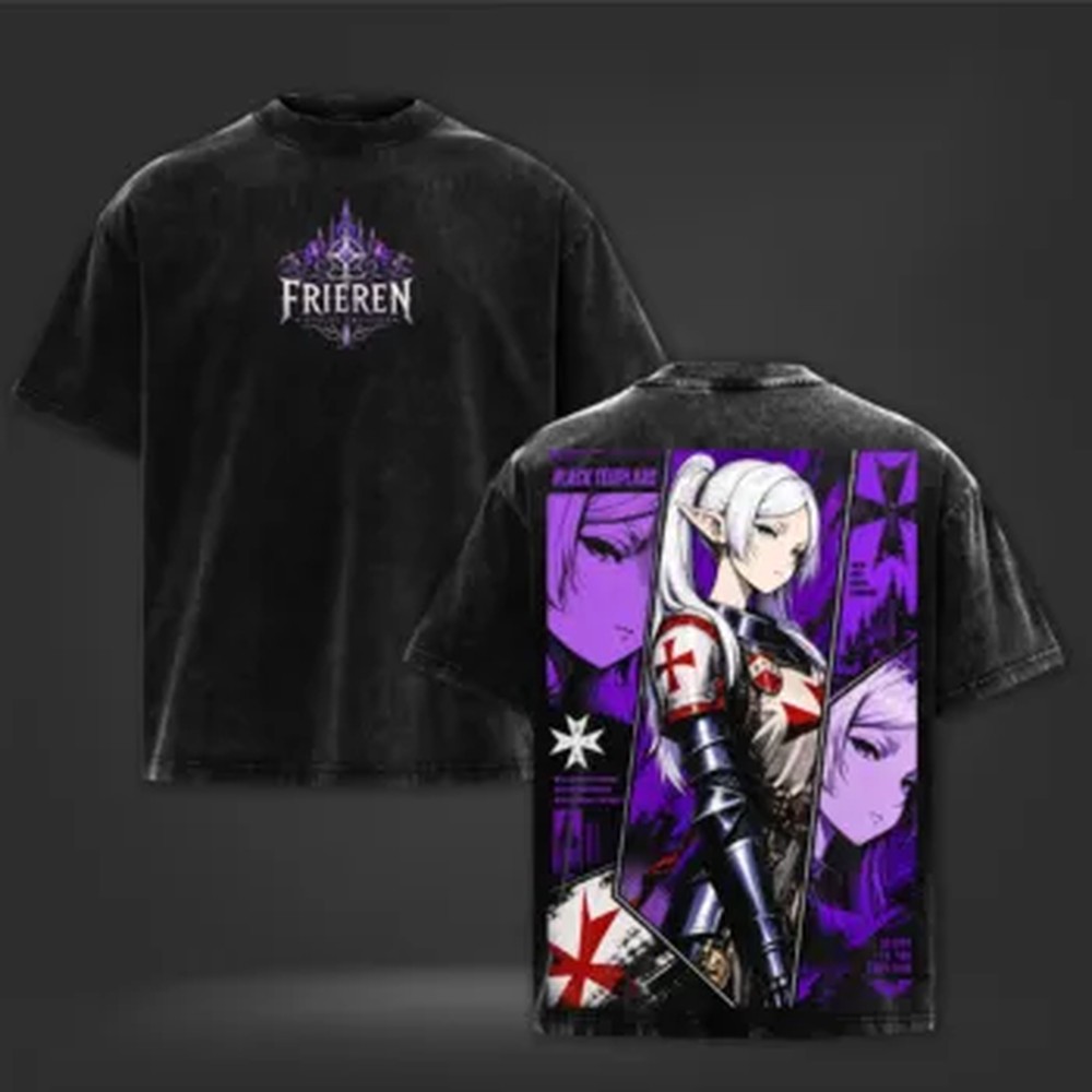 Vintage Summer Clothing Men - Modna koszulka anime Frieren 2026 Harajuku