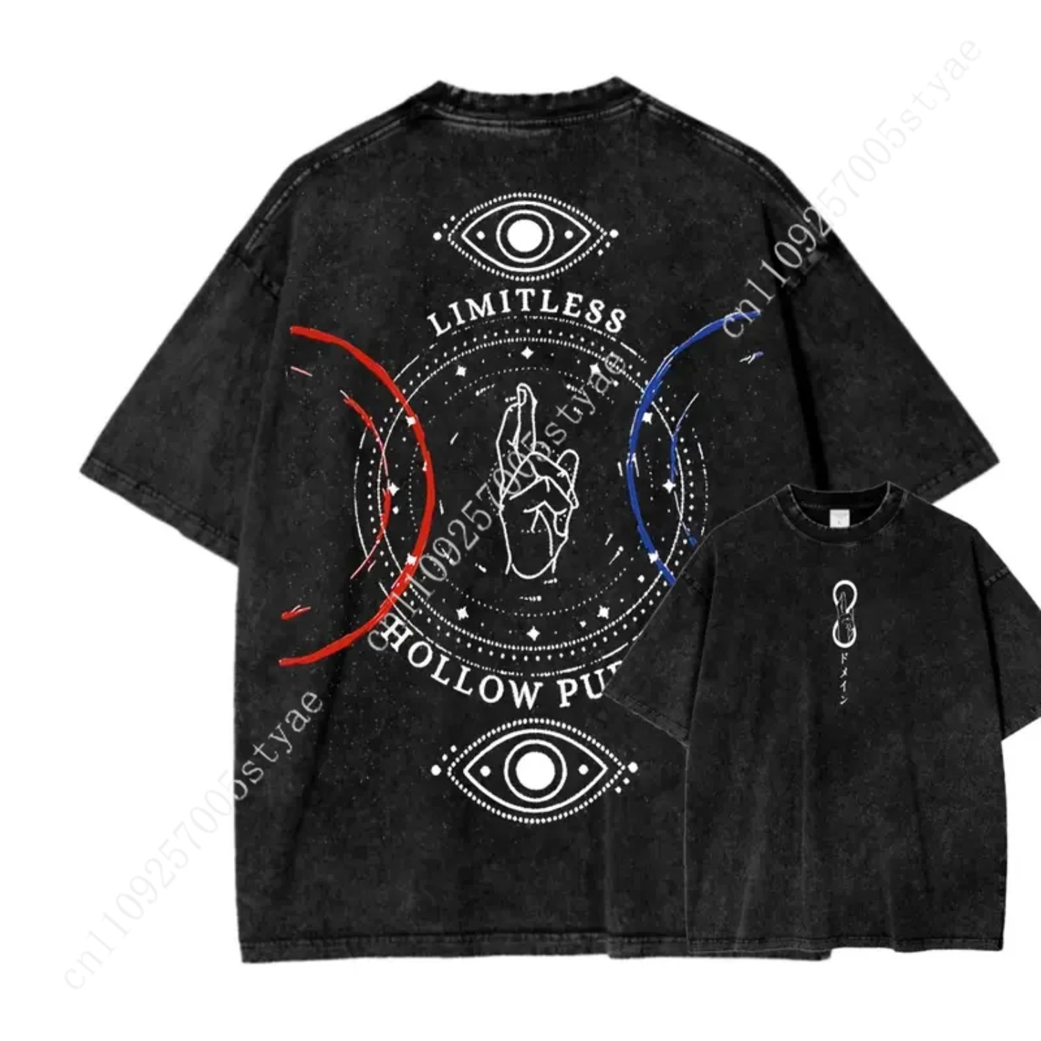 Vintage Summer Clothing Men - Koszulka z nadrukiem Anime Gojo Satoru,