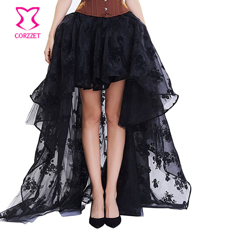 Summer Victorian Clothing - Czarny z kwiatowym wzorem z szyfonu