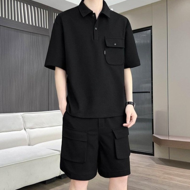 Summer Clothing Sets Men - Męski letni zestaw: koszulka polo z