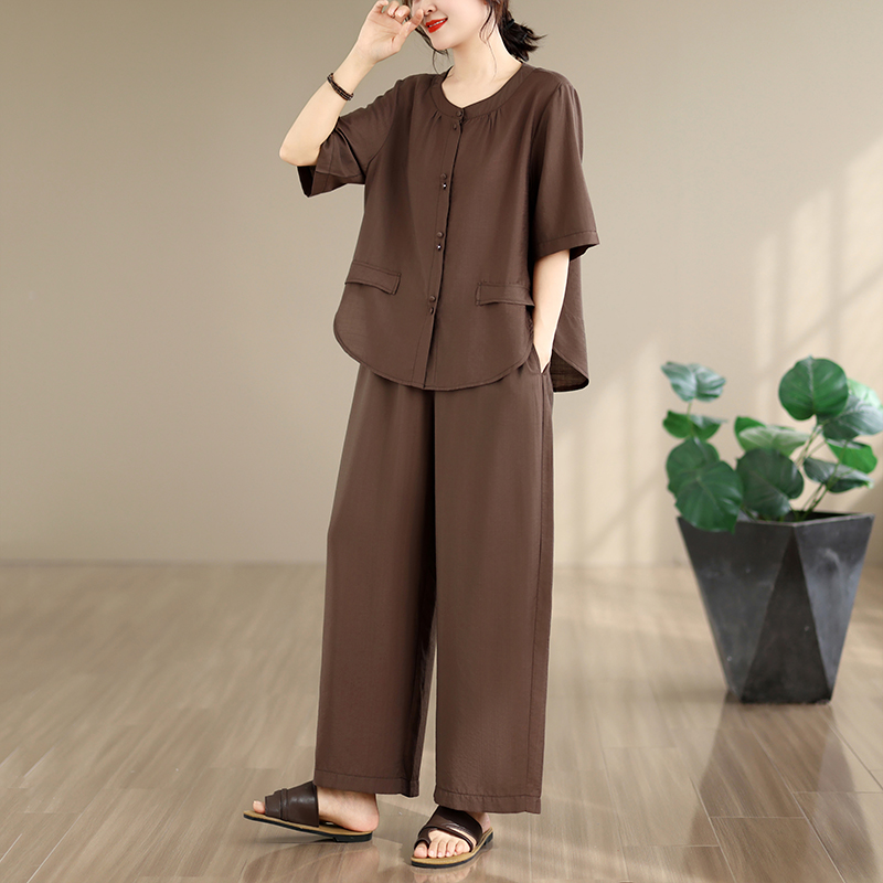 Summer Clothing For Women Over 60 - Nowy letni komplet z bawełny i