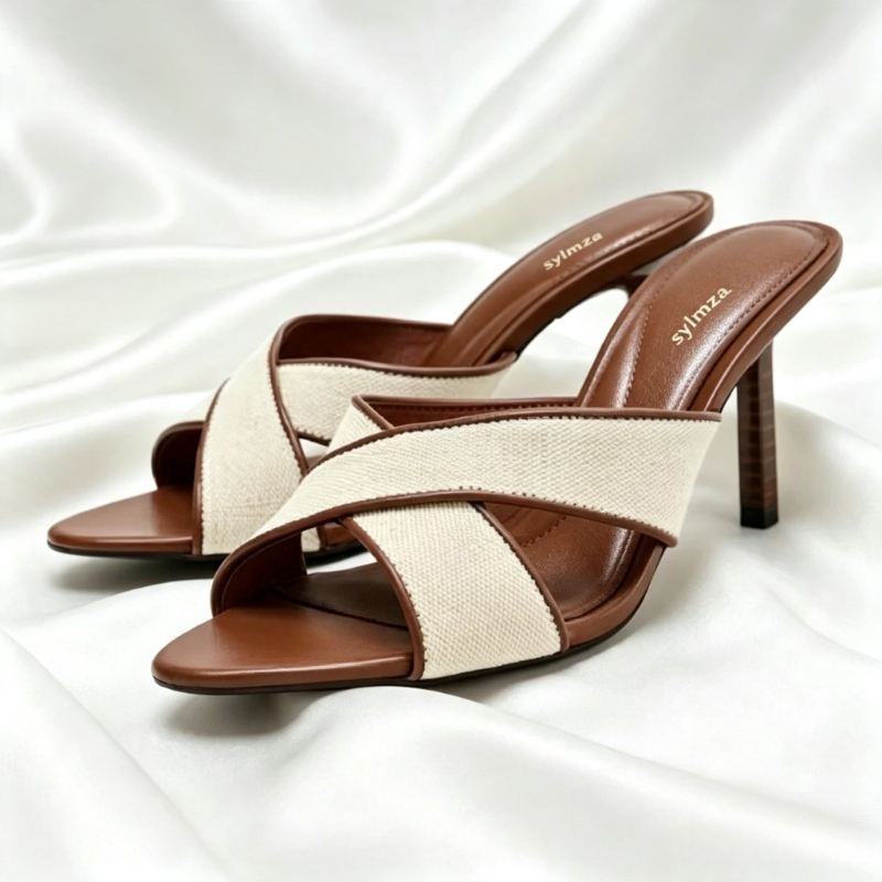 Summer Clothing Fabric - Sandały damskie typu mule z szerokimi