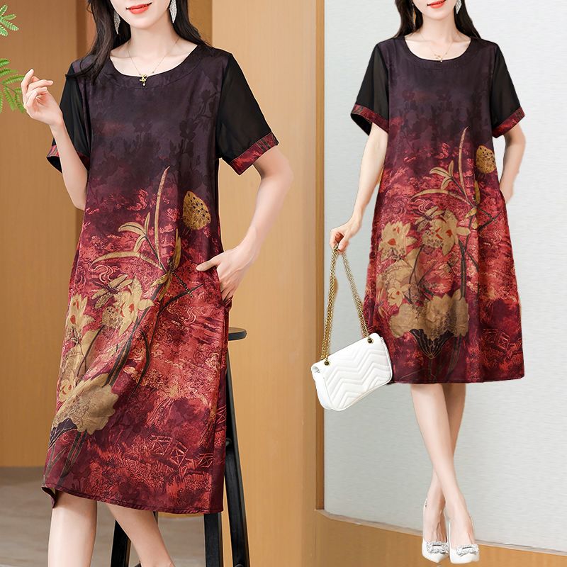 Summer Clothing For Women Over 60 - Elegancka sukienka midi z nadrukiem w