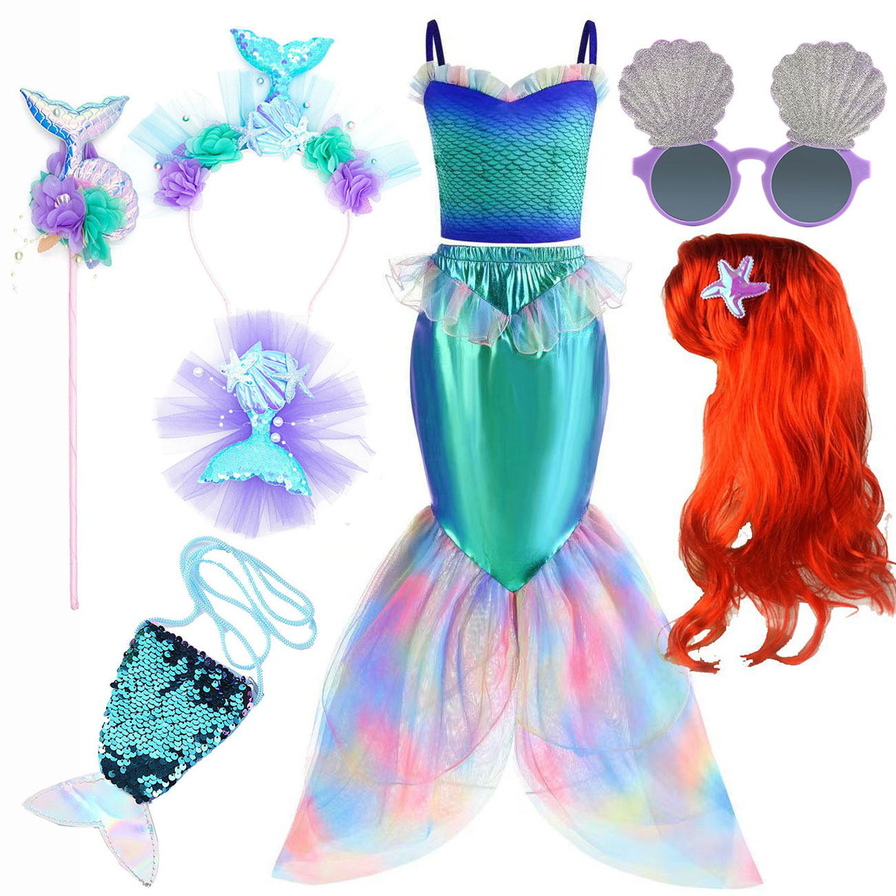 Summer Kids Clothing - Kostium Syreny Disneya dla Dziewczynki Ariel