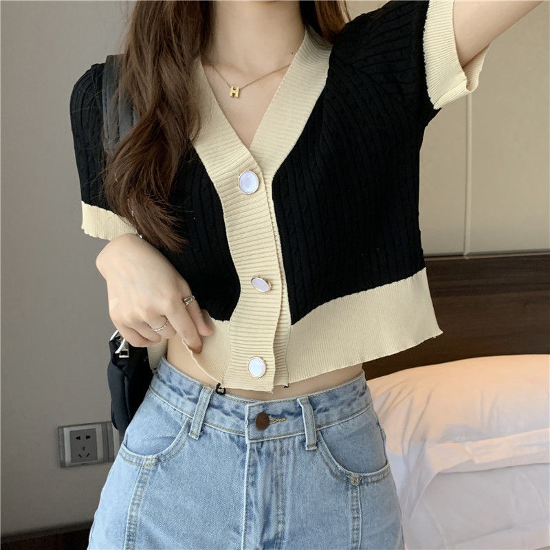 Summer Clothing Teens - Damski zapinany na guziki top z