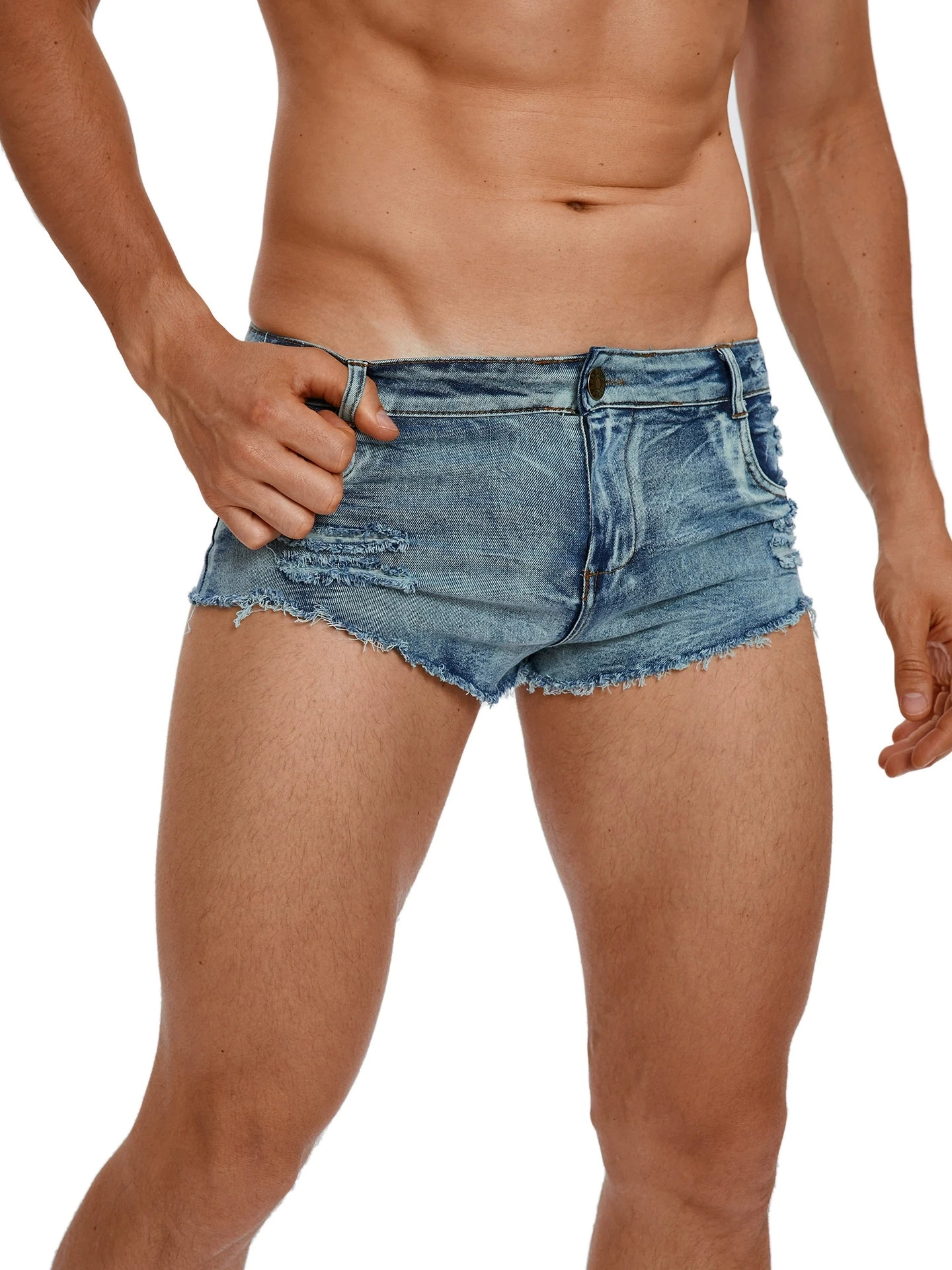Vintage Summer Clothing Men - Męskie szorty jeansowe z niskim stanem,