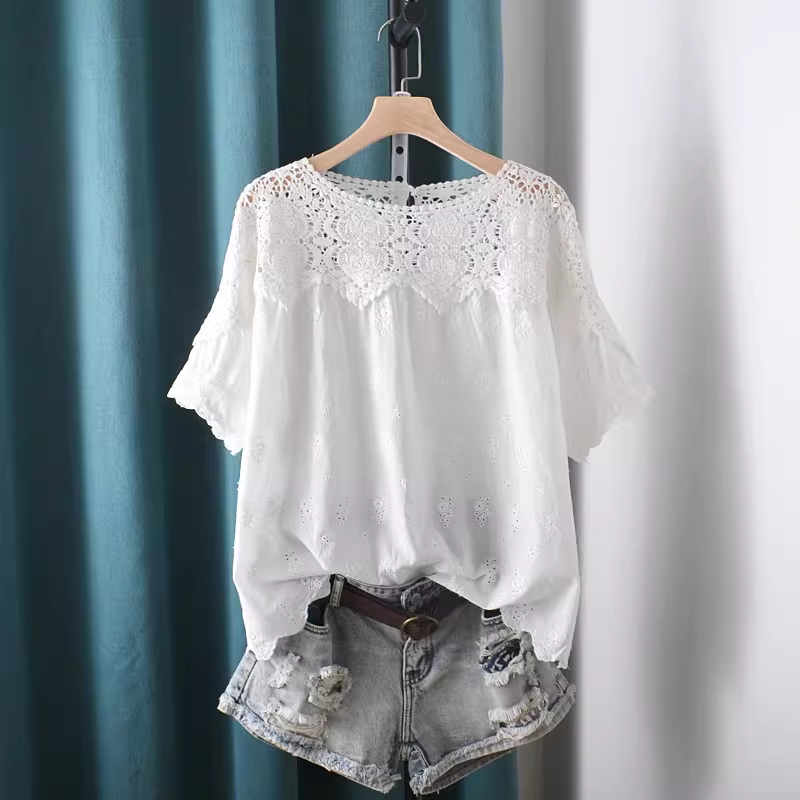 Koszule i bluzki z ażurowymi w – Japan Summer Clothing Women recenzja i cena