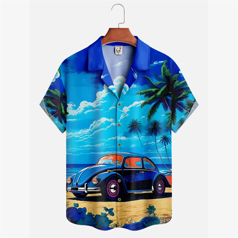 Vintage Car Graphic Hawaii Bea – Vintage Summer Clothing Men recenzja i cena