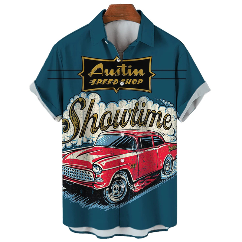 Vintage Car Graphic Hawaii Bea – Vintage Summer Clothing Men recenzja i cena
