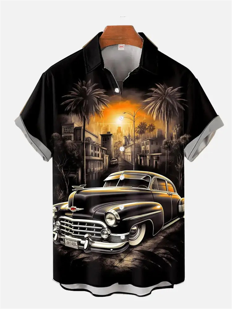 Vintage Car Graphic Hawaii Bea – Vintage Summer Clothing Men recenzja i cena