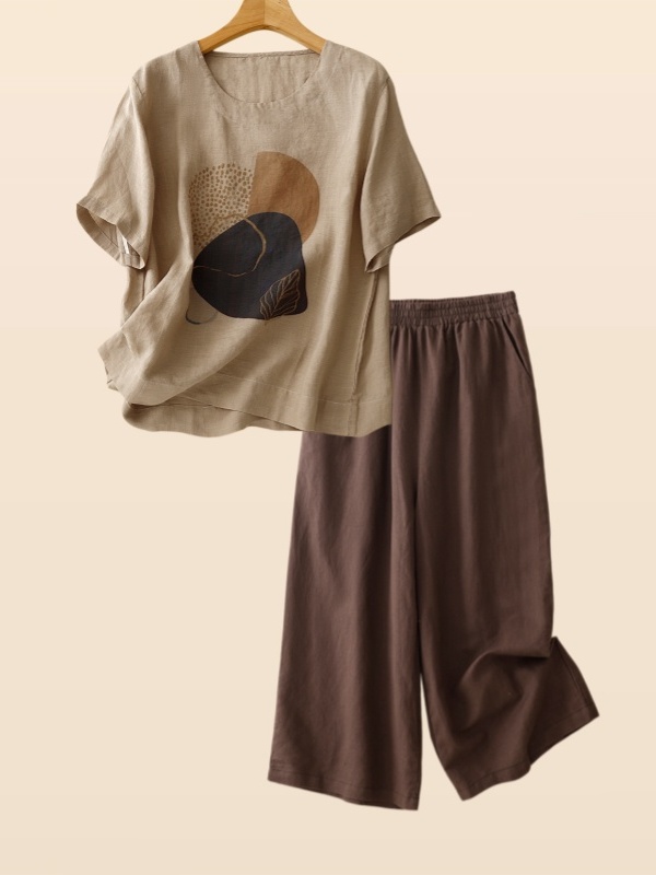 Retro lniany komplet damski: T – Summer Clothing For Women Over 60 recenzja i cena