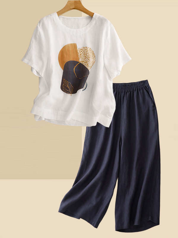Retro lniany komplet damski: T – Summer Clothing For Women Over 60 recenzja i cena