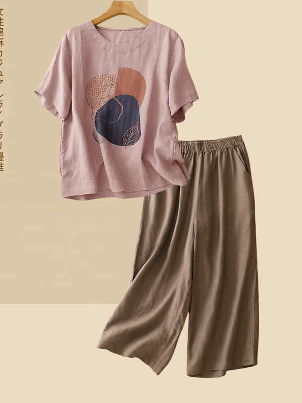 Retro lniany komplet damski: T – Summer Clothing For Women Over 60 recenzja i cena
