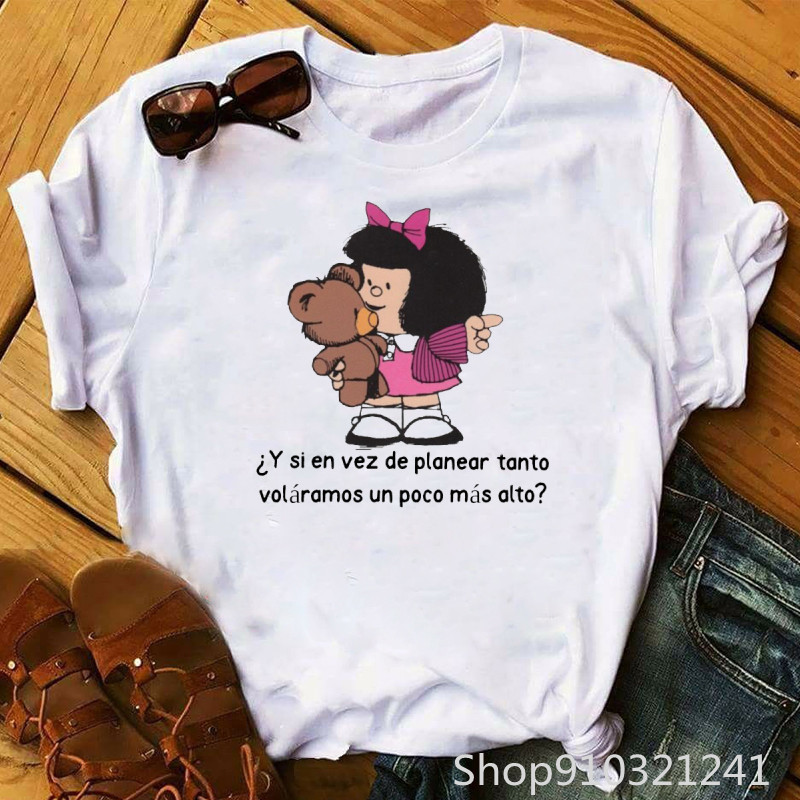 Rock Roll Mafalda tshirt Funny – Summer Clothing Teens recenzja i cena