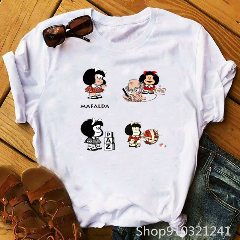Rock Roll Mafalda tshirt Funny – Summer Clothing Teens recenzja i cena