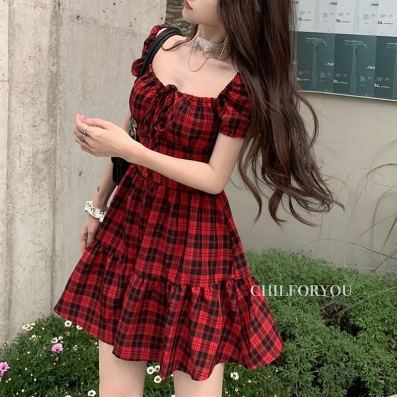 Czerwona Sukienka Mini w Kratę – Summer Clothing Drawing recenzja i cena