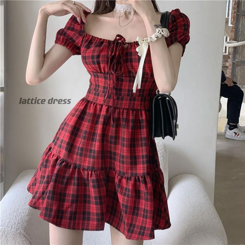Czerwona Sukienka Mini w Kratę – Summer Clothing Drawing recenzja i cena