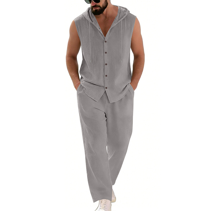 Męski lniany komplet casualowy – Summer Clothing Sets Men recenzja i cena