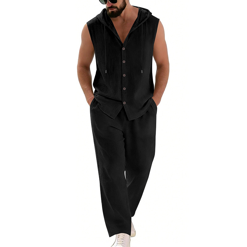 Męski lniany komplet casualowy – Summer Clothing Sets Men recenzja i cena