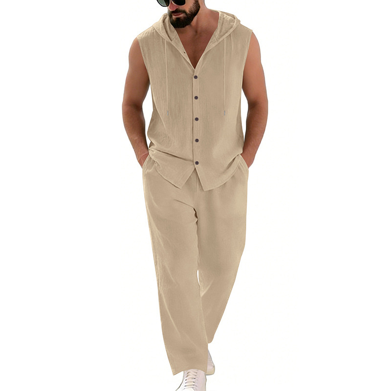 Męski lniany komplet casualowy – Summer Clothing Sets Men recenzja i cena
