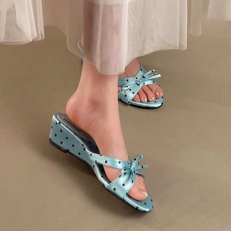Klapki z kokardą Koturny Damsk – Summer Clothing Fabric recenzja i cena